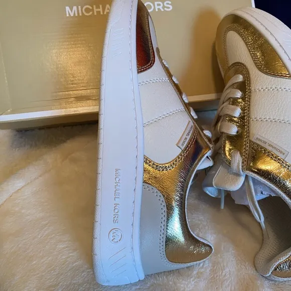 Michael Kors Gold and White Sneakers