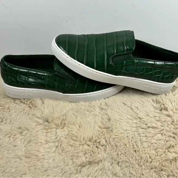 Michael Kors Keaton Crocodile Embossed Slip-On Sneakers. 7
