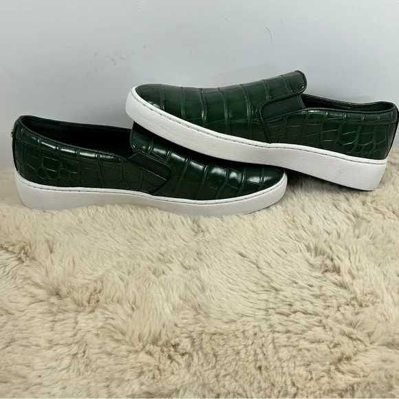 Michael Kors Keaton Crocodile Embossed Slip-On Sneakers. 7
