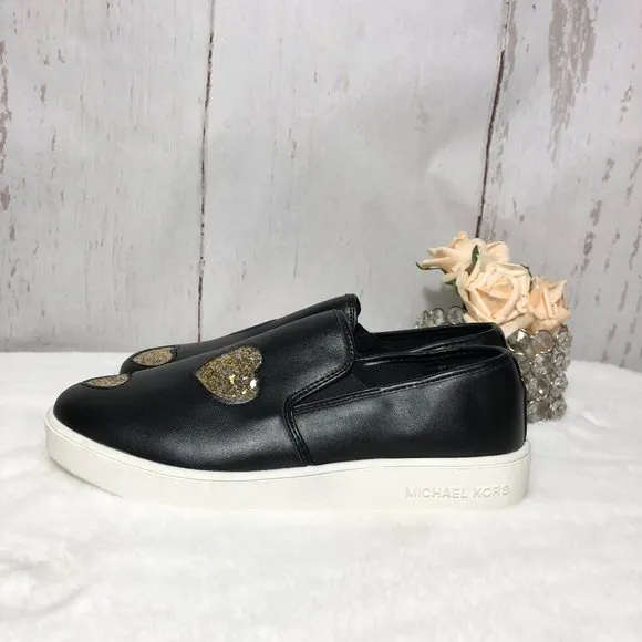 MICHAEL KORS LEO SLIP SNEAKERS BLACK SHOES SIZE 5