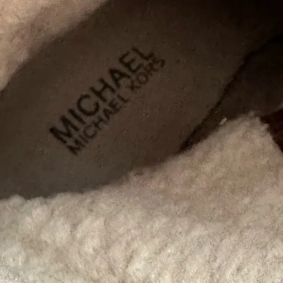 Michael Kors Mae Distressed Leather Shearling Fur High Heel Boots Mocha 8.5