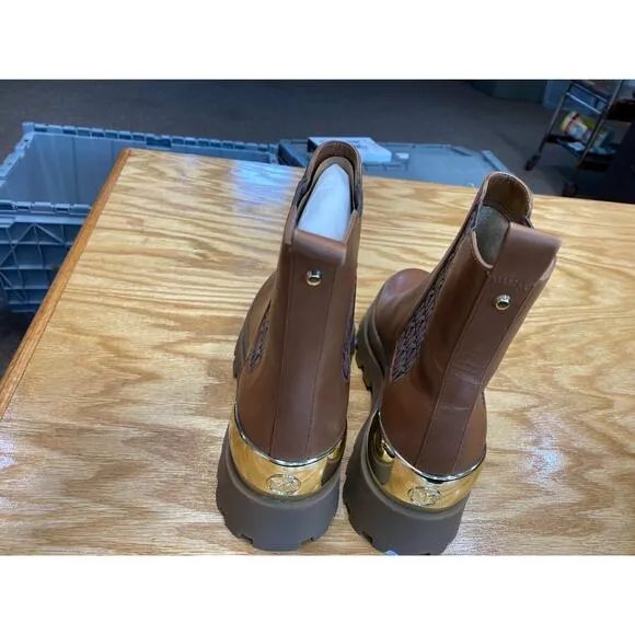 Michael Kors MK Chelsea Boots Women's 8.5 M Brown Leather Slip On Round Toe S24
