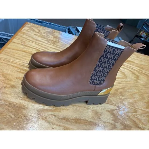 Michael Kors MK Chelsea Boots Women's 8.5 M Brown Leather Slip On Round Toe S24
