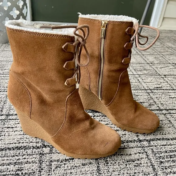 Michael Kors Rory Suede Wedge Ankle Boots