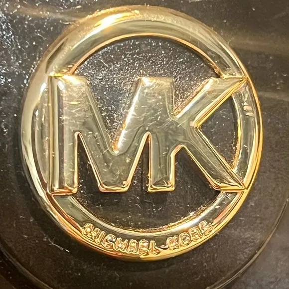 Michael Kors Sz 10 Black Rain Boots with MK Gold Logo