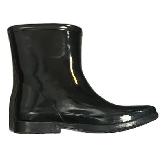 Michael Kors Sz 10 Black Rain Boots with MK Gold Logo