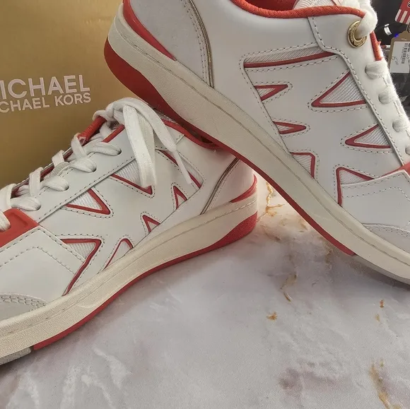 Michael Kors White and Red Sneakers New W Box Size 7