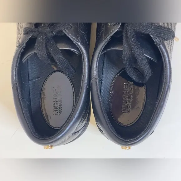 MICHAEL Michael Kors Colby Signature Logo Black Leather Sneakers Size 6.5
