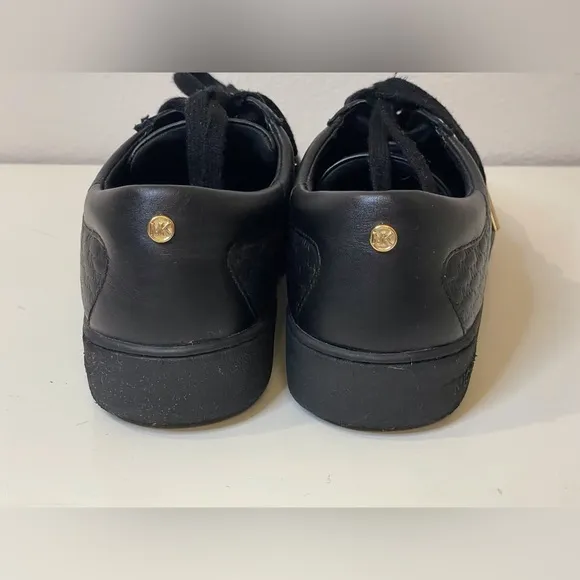 MICHAEL Michael Kors Colby Signature Logo Black Leather Sneakers Size 6.5