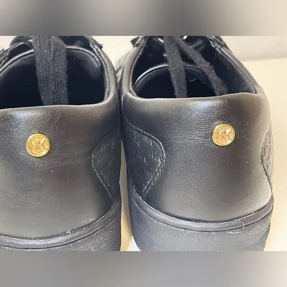 MICHAEL Michael Kors Colby Signature Logo Black Leather Sneakers Size 6.5