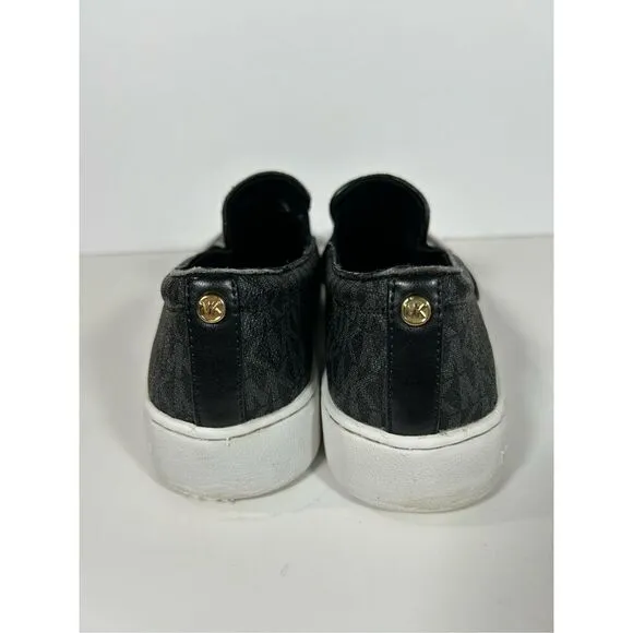Michael Kors Keaton Black Signature Logo Slip-On Sneakers Size 8.5