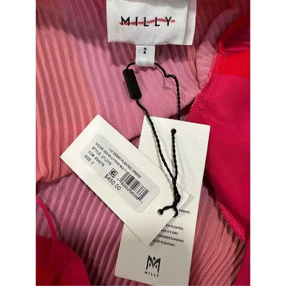 MILLY Liv Zebra Pleated Dress Size US2 $450
