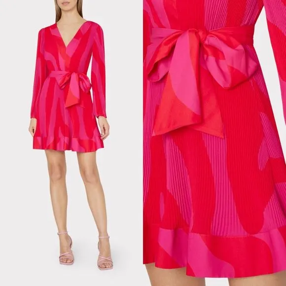 MILLY Liv Zebra Pleated Dress Size US2 $450