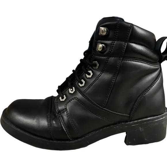 Milwaukee Leather MBK9285 Boys Black Lace-Up Biker Style Boots Size 7