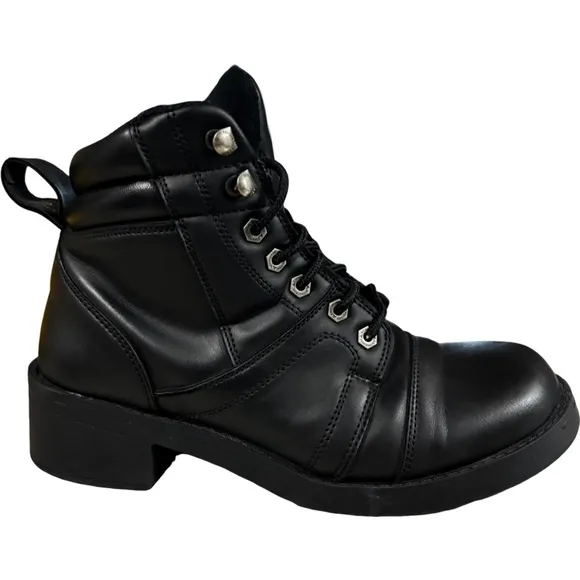 Milwaukee Leather MBK9285 Boys Black Lace-Up Biker Style Boots Size 7