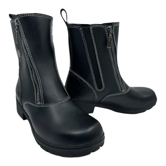 Milwaukee Leather Black Motorcycle Boots With Side Zipper &amp; Stitching WMS Sz 11C