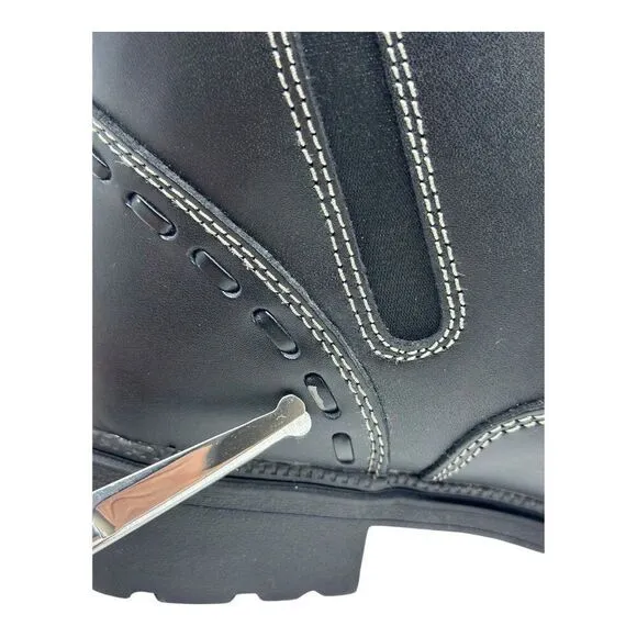 Milwaukee Leather Black Motorcycle Boots With Side Zipper &amp; Stitching WMS Sz 11C
