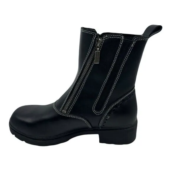 Milwaukee Leather Black Motorcycle Boots With Side Zipper &amp; Stitching WMS Sz 11C