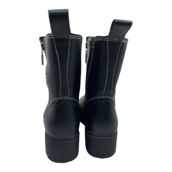 Milwaukee Leather Black Motorcycle Boots With Side Zipper &amp; Stitching WMS Sz 11C
