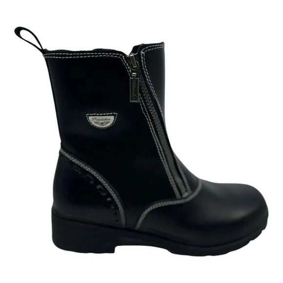 Milwaukee Leather Black Motorcycle Boots With Side Zipper &amp; Stitching WMS Sz 11C