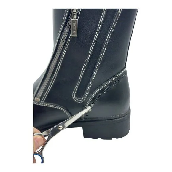 Milwaukee Leather Black Motorcycle Boots With Side Zipper &amp; Stitching WMS Sz 11C