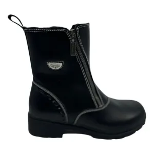 Milwaukee Leather Black Motorcycle Boots With Side Zipper &amp; Stitching WMS Sz 11C