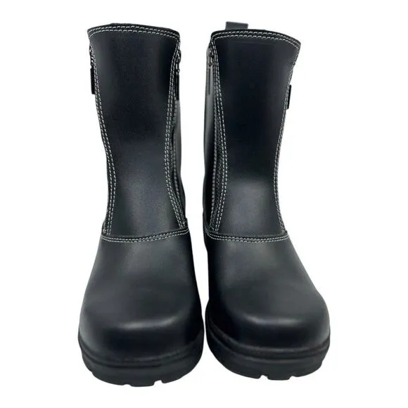 Milwaukee Leather Black Motorcycle Boots With Side Zipper &amp; Stitching WMS Sz 11C