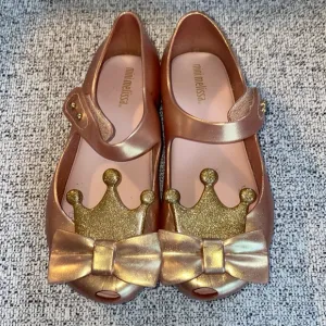 Mini Melissa Girls Crown Pattern Jelly Sandals