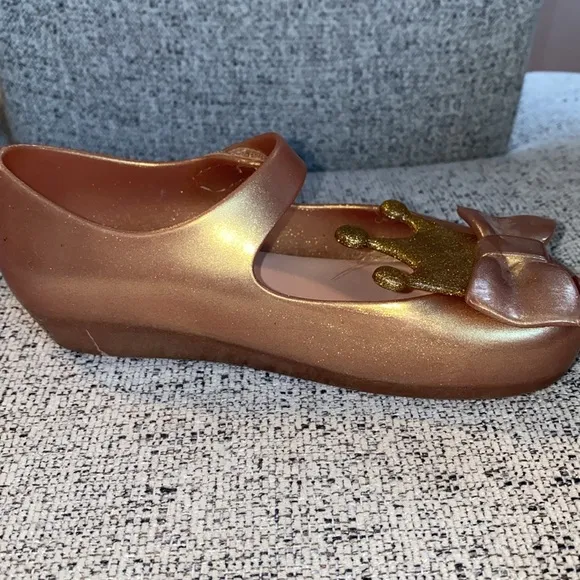Mini Melissa Girls Crown Pattern Jelly Sandals