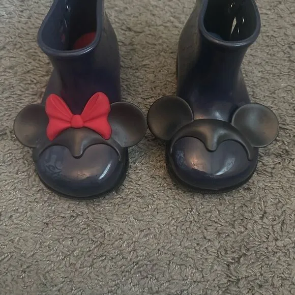 Mini Melissa Minnie and Mickey Rain Boot Sz 10
