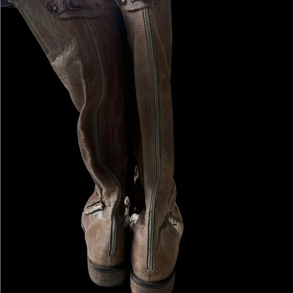 🎁Miss Albright Tan Lace Up Boots with Knee High Design and Distressed Le…