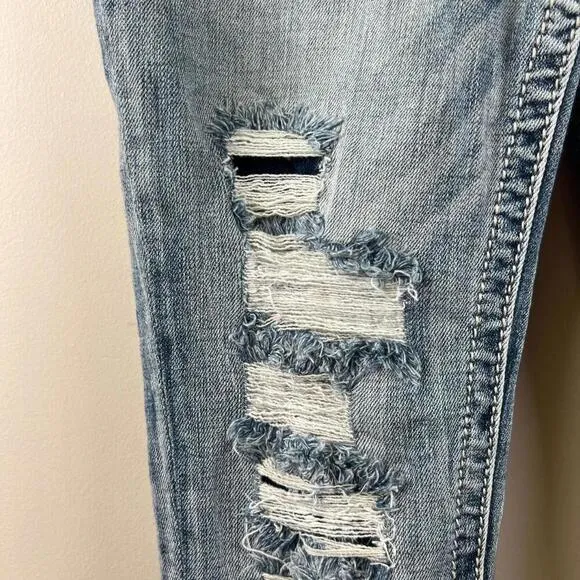 Miss Me Jeans 28 Mid Rise Ankle Skinny Distressed Embroidered Aztec Pockets WMNS