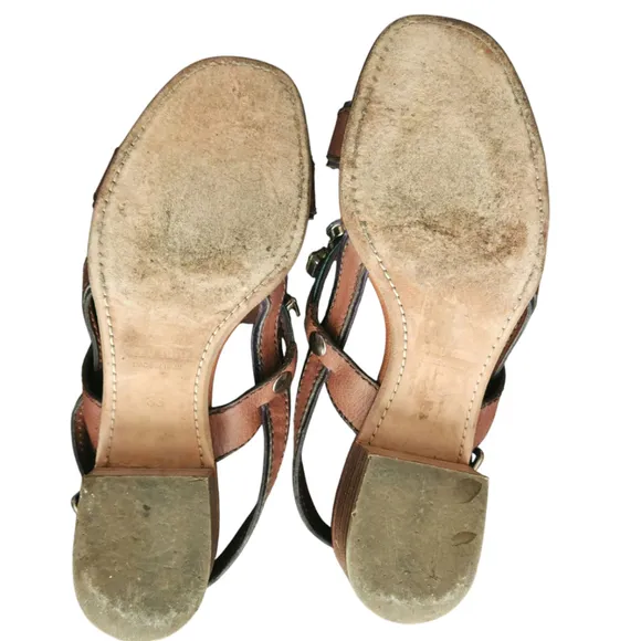 Miu Miu Womens Jeweled Sandals Shoes Brow Size 36 5.5