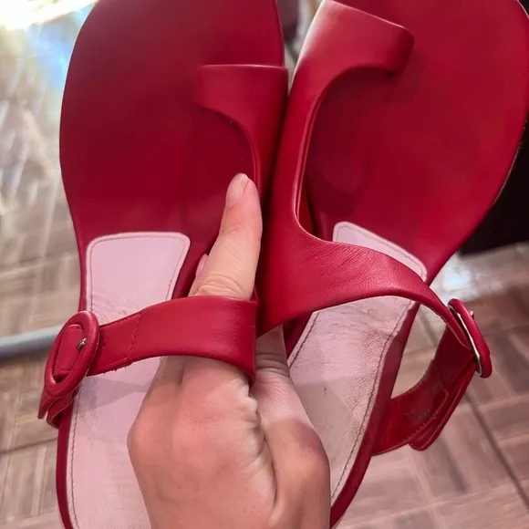 MM6 Maison Margiela Red Buckle Heeled Sandals