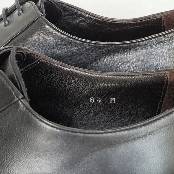 Monte Rosso Lazio Made In Italy Black Leather Cap Toe Oxford Dress Shoes Sz 8.5M
