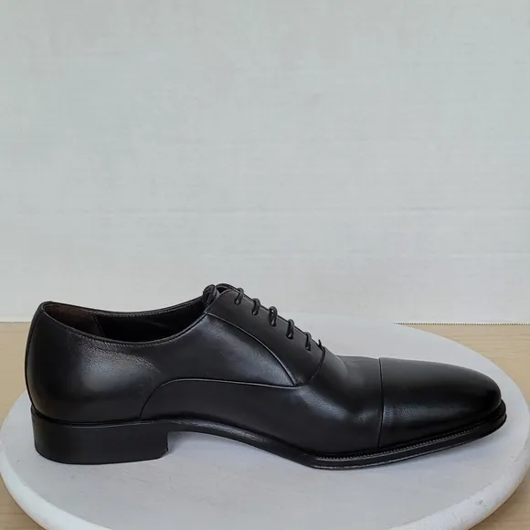Monte Rosso Lazio Made In Italy Black Leather Cap Toe Oxford Dress Shoes Sz 8.5M