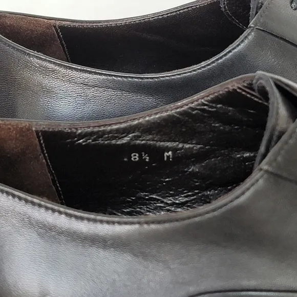 Monte Rosso Lazio Made In Italy Black Leather Cap Toe Oxford Dress Shoes Sz 8.5M
