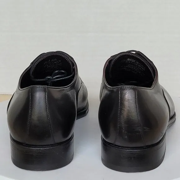 Monte Rosso Lazio Made In Italy Black Leather Cap Toe Oxford Dress Shoes Sz 8.5M