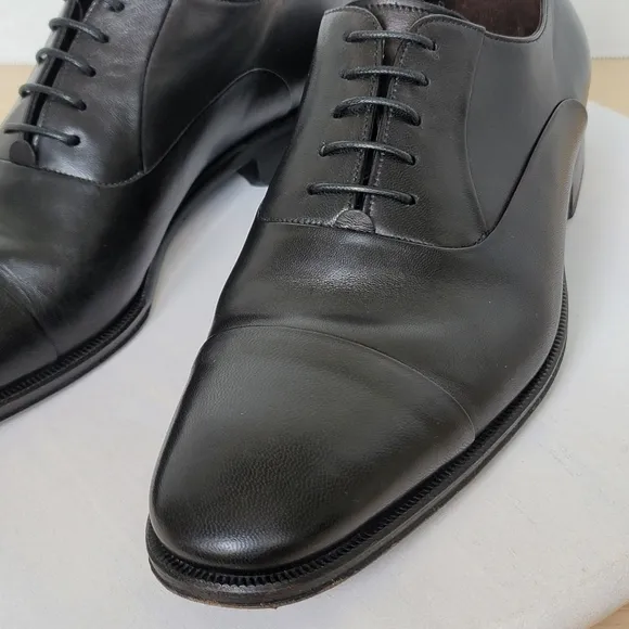 Monte Rosso Lazio Made In Italy Black Leather Cap Toe Oxford Dress Shoes Sz 8.5M
