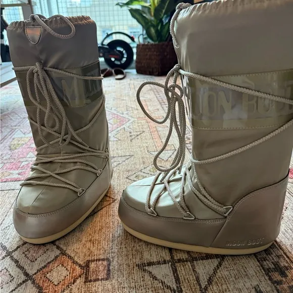 Moon Boot Tan Winter Rain Boots with Durable Sole