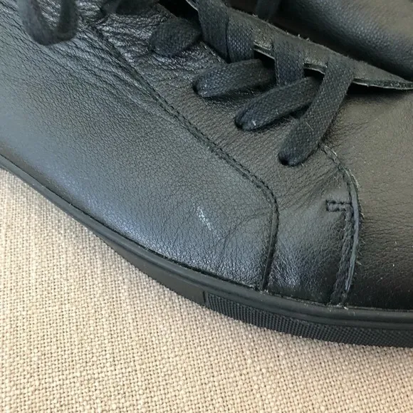 Mosson Bricke Mens 11 Black Mid Top Lave Up Sneakers Shoes Faux Leather Casual