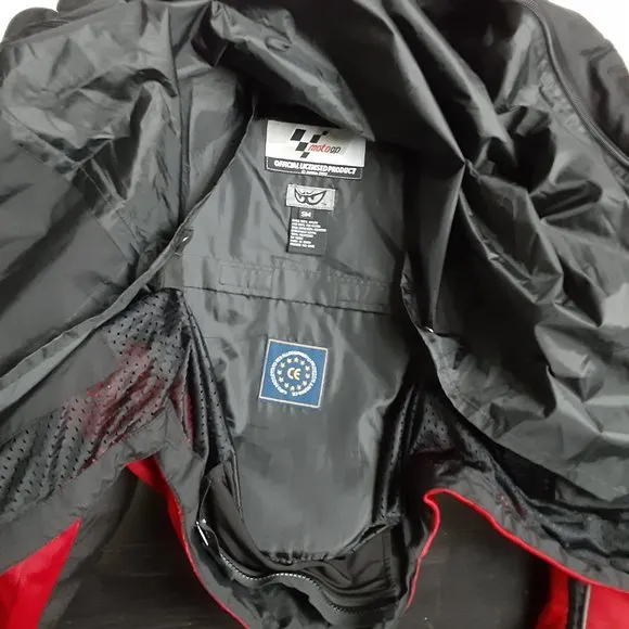 MotoGp Biker Jacket Mens Small Medium Red Motorcycle Dorna Reinforced Padded