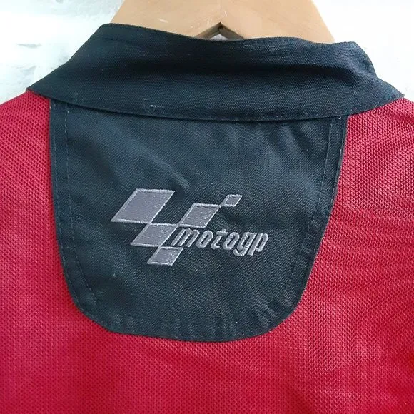 MotoGp Biker Jacket Mens Small Medium Red Motorcycle Dorna Reinforced Padded