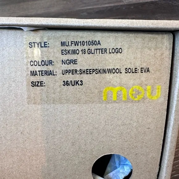 Mou Glitter Logo Sheepskin Boots Size 36