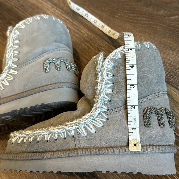 Mou Glitter Logo Sheepskin Boots Size 36