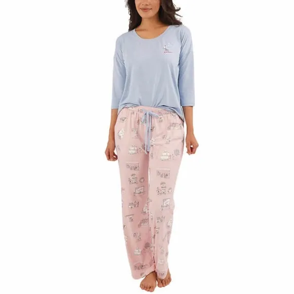 Munki Munki Lounge Pjs Set, 3-Piece, Blue &amp; Pink