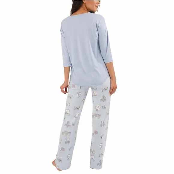 Munki Munki Lounge Pjs Set, 3-Piece, Blue &amp; Pink