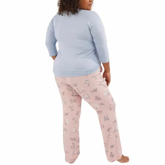 Munki Munki Lounge Pjs Set, 3-Piece, Blue &amp; Pink