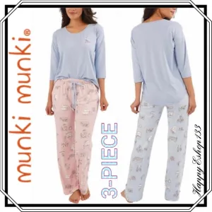 Munki Munki Lounge Pjs Set, 3-Piece, Blue &amp; Pink