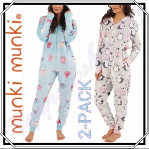 Munki Munki One Piece Hooded Pjs Onesies, 2-Pack